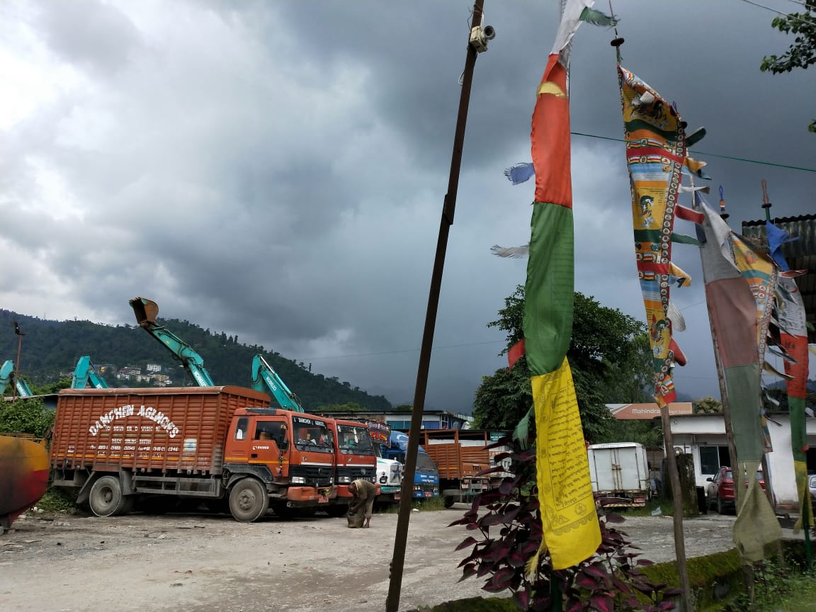 Prayer flags near petrol bunk