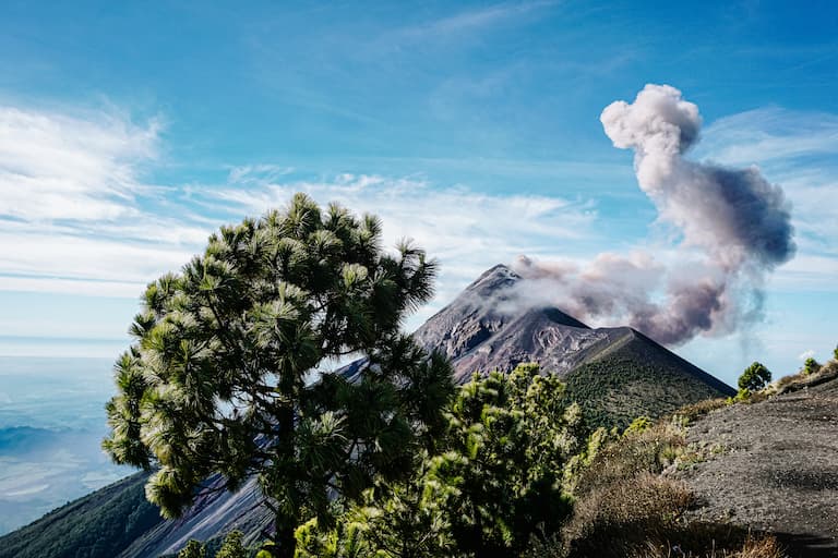 Acatenango volcano hiking trail in Guatemala